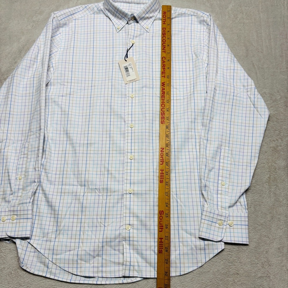 Peter Millar Crown Lite Stretch Button Down Shirt Mens M Plaid White MSRP $160 - Picture 5 of 7